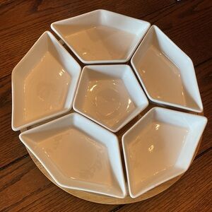 Elama Serving Ware -  Lazy Susan with 6 Serving Bowls 12" wide